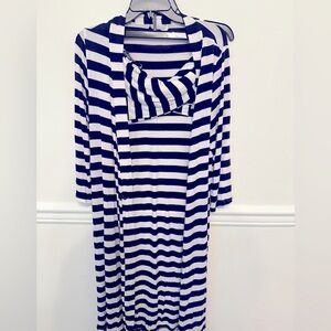 Milkmaid Goods Robe & matching swaddle - Navy stripe